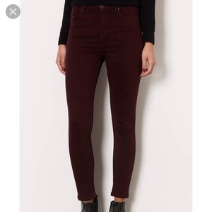 Topshop Moto Jamie burgundy high waist skinny